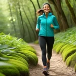 노스페이스 등산화와 컬럼비아 트레킹화 비교 - **Prompt 1: Lightweight Trekking Adventure with Columbia-style Shoes**
A young woman in her late...