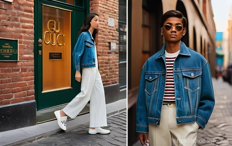 구찌 하이탑 스니커즈와 프라다 클라우드버스트 비교 - **Gucci Rhyton: Vintage Charm in an Urban Setting**
A stylish individual, appearing to be in the...