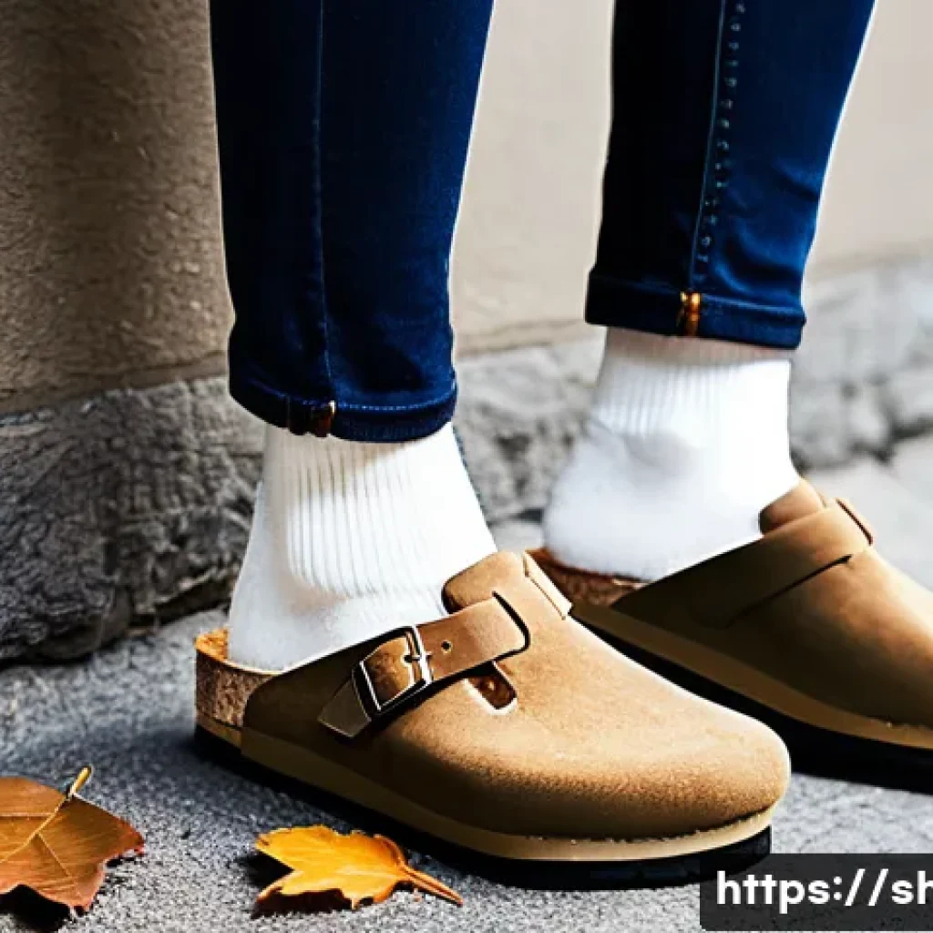 버켄스탁 보스턴과 취리히 샌들 비교 - **Birkenstock Boston: Effortless Autumnal Comfort**
    A young adult, gender-neutral, stands comfor...